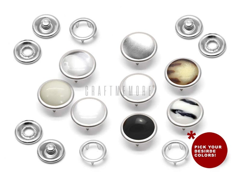 CRAFTMEMORE 20 Sets 10.5MM Cloudy White Pearl Snaps Fasteners Pearl-Like Button for Western Shirt Clothes Popper Studs (Cloudy White) - Image 3